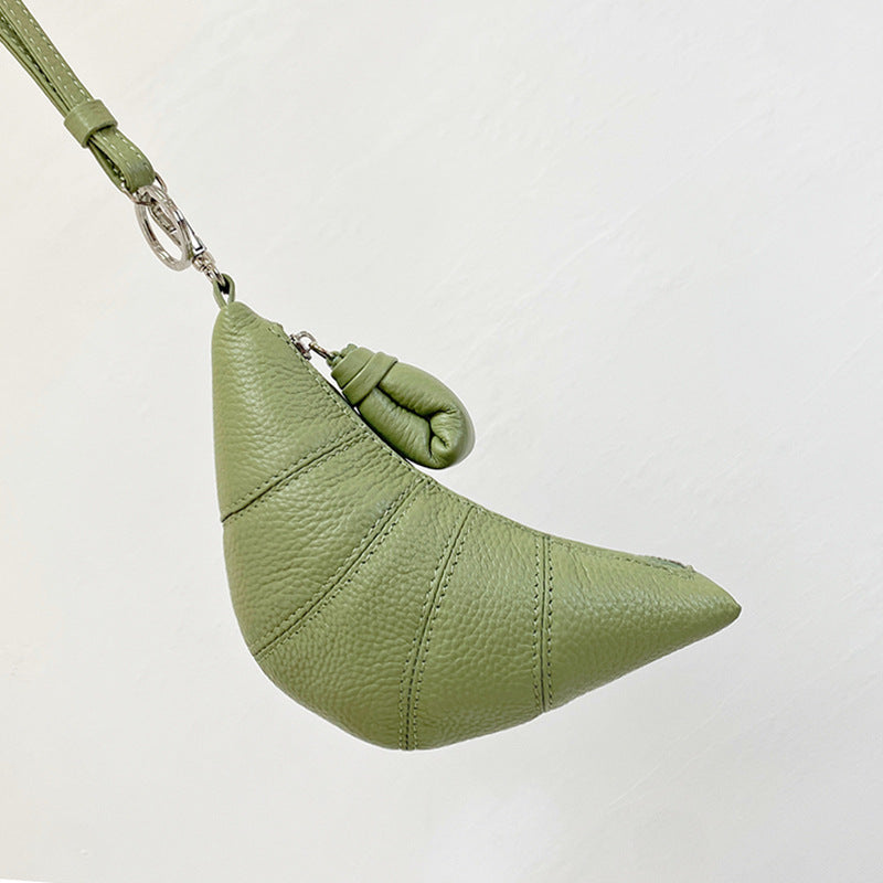 High-End Design Women's Mini Croissant Bag 100% Genuine Leather Neck or Crossbody Bag California