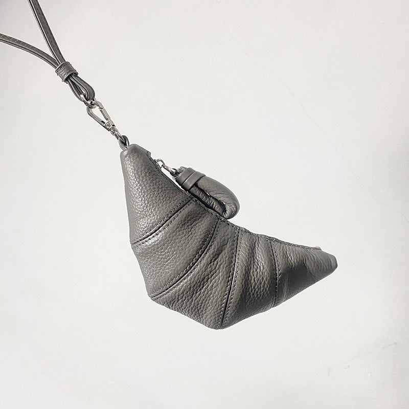 High-End Design Women's Mini Croissant Bag 100% Genuine Leather Neck or Crossbody Bag California