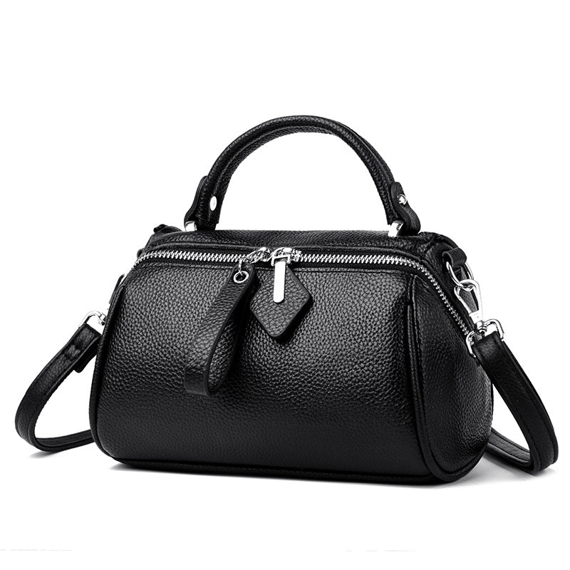 Leather Boston Pillow Elegant Shoulder Crossbody Handbag Texas
