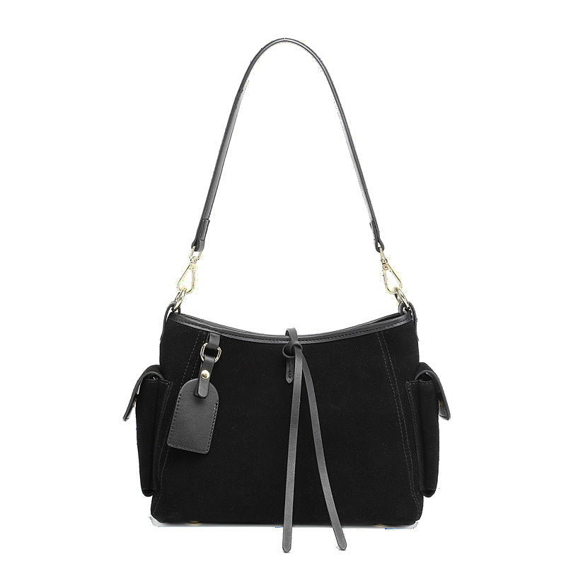 Designed Women's 100% Genuine Leather Suede Single Shoulder and Crossbody Solo