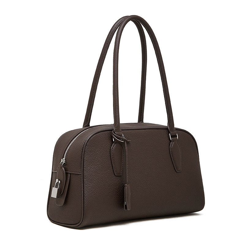 Women's Bag 100% Genuine Leather Long Handle Shoulder Underarm Bowling Bag Vermont