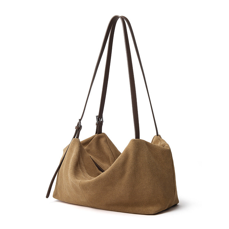 Women's Bag 100% Genuine Leather Suede Long Handle Shoulder Underarm Pillow Bag Louisiana