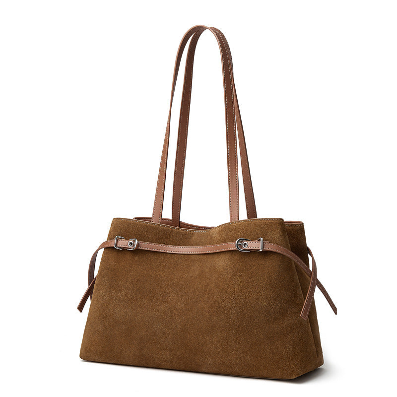 Women's 100% Genuine Leather Suede Long Handle Shoulder Crossbody Bag Kentucky