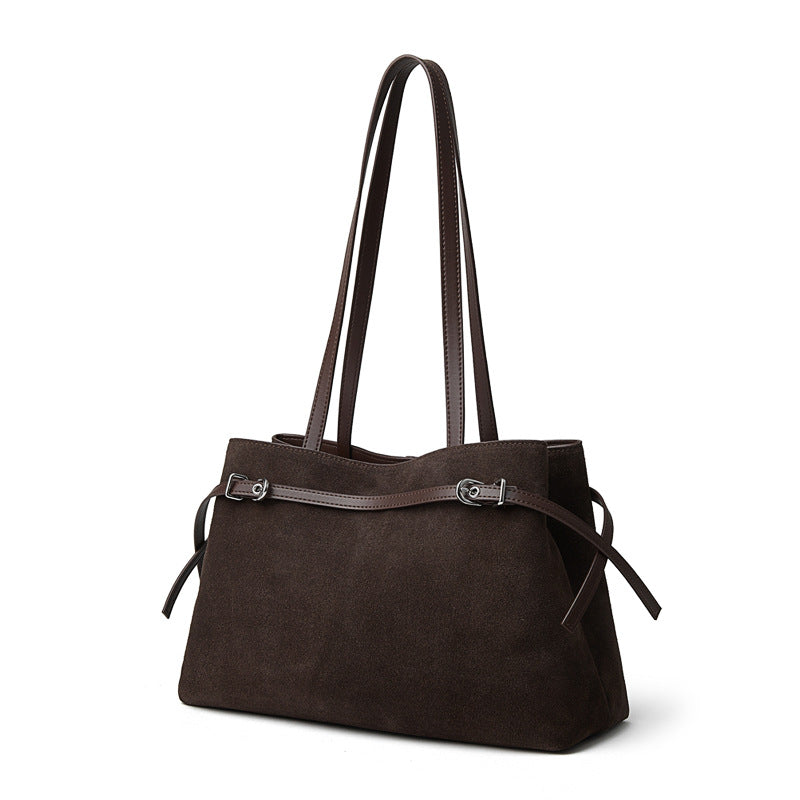 Women's 100% Genuine Leather Suede Long Handle Shoulder Crossbody Bag Kentucky