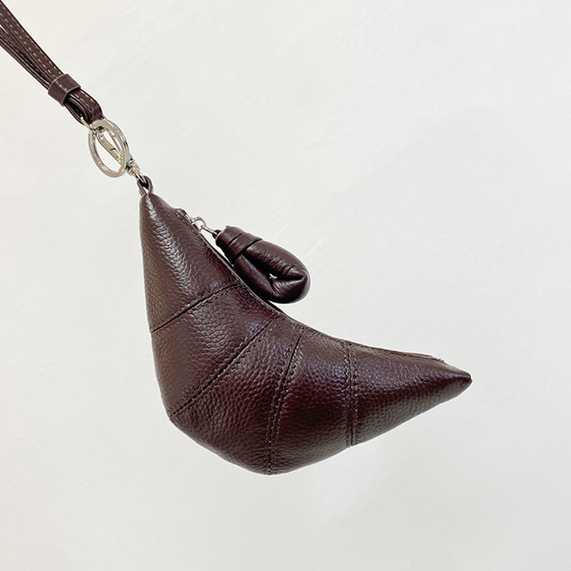 High-End Design Women's Mini Croissant Bag 100% Genuine Leather Neck or Crossbody Bag California