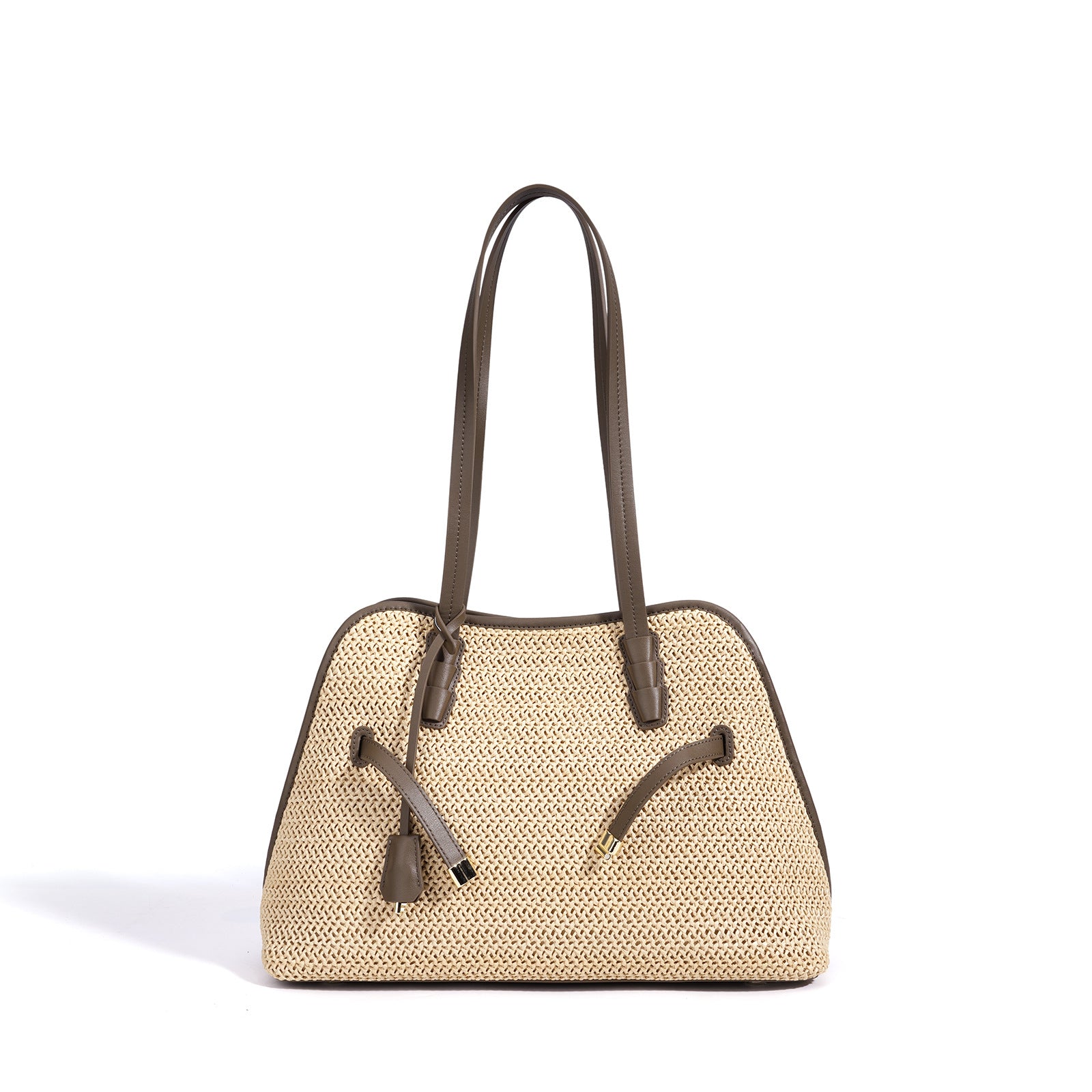 Designed Women's 100% Genuine Leather Straw Woven Bag Pisa