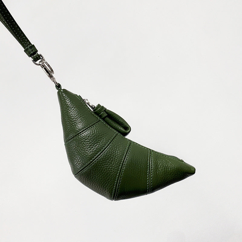 High-End Design Women's Mini Croissant Bag 100% Genuine Leather Neck or Crossbody Bag California