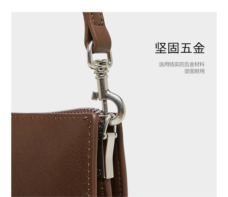 High-End Design Women's 100% Genuine Leather Small Single Shoulder Flat Bag Valencia