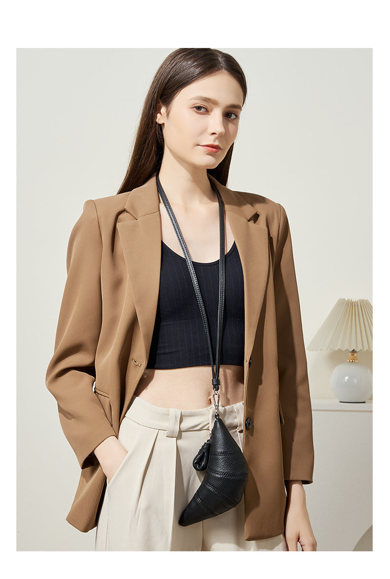 High-End Design Women's Mini Croissant Bag 100% Genuine Leather Neck or Crossbody Bag California