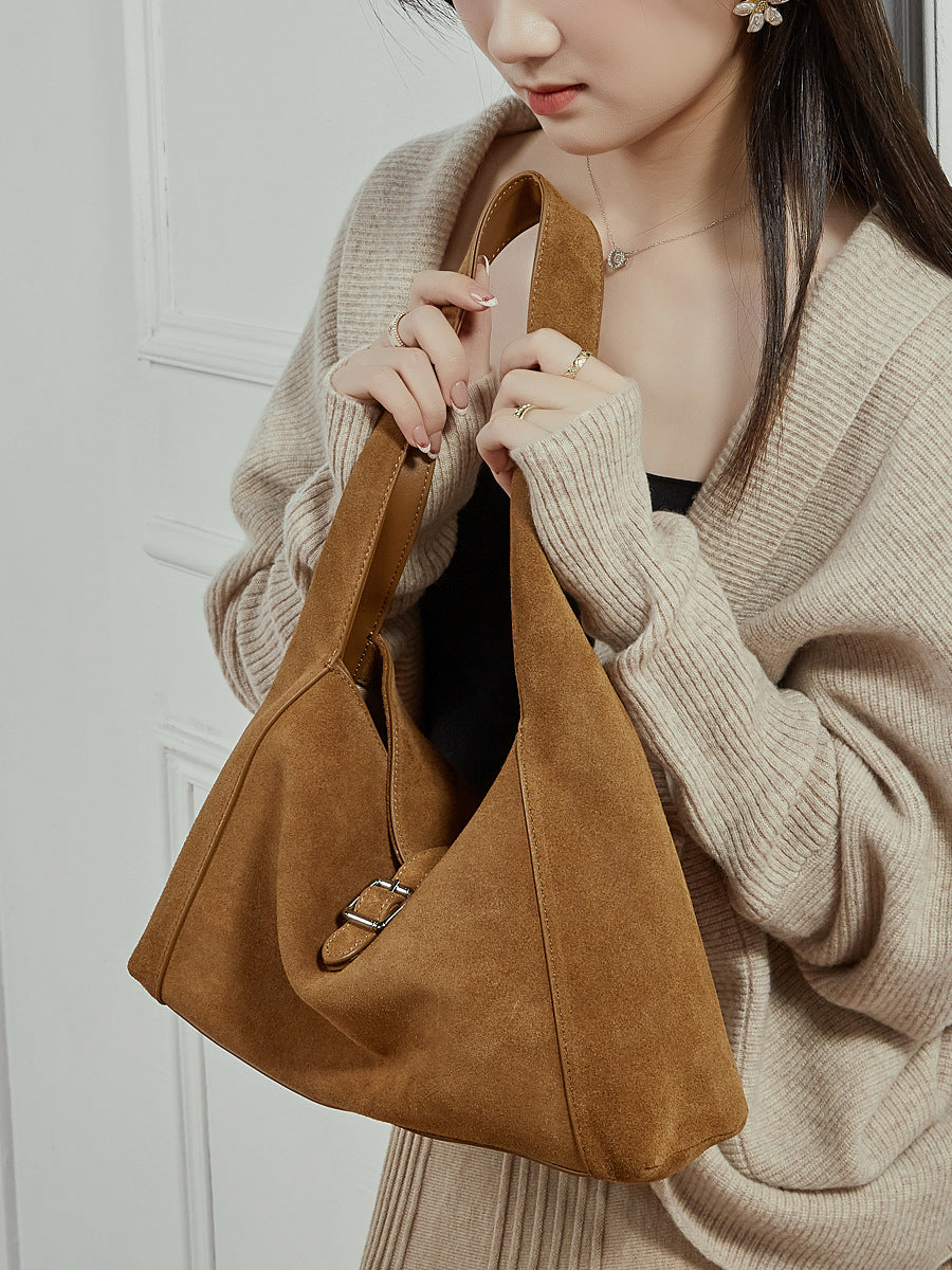 Women's Bag 100% Genuine Leather Suede Single Shoulder Bag Roche