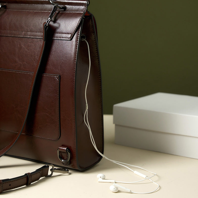 100% Genuine Leather simple and lightweight Women's backpack College