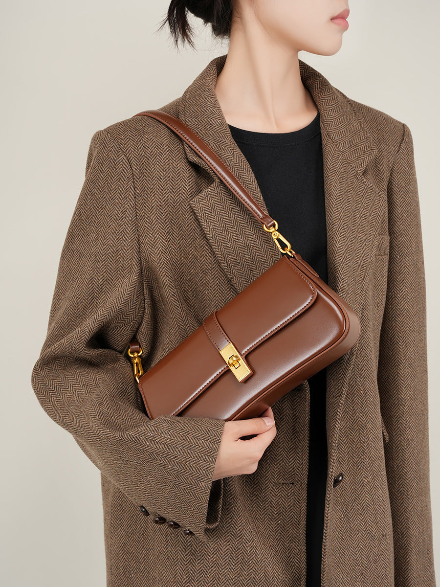 Korean Style Baguette Women's 100% Genuine Leather Single Shoulder or Crossbody Bag Ontario