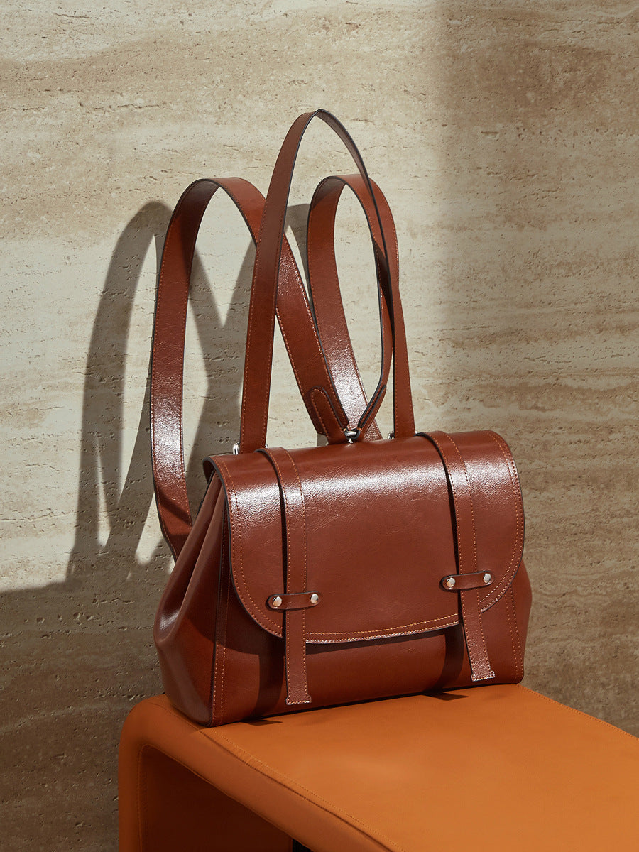 Women's Bag 100% Genuine Oil-Waxed Leather Cross-Border Women's Backpack Montana