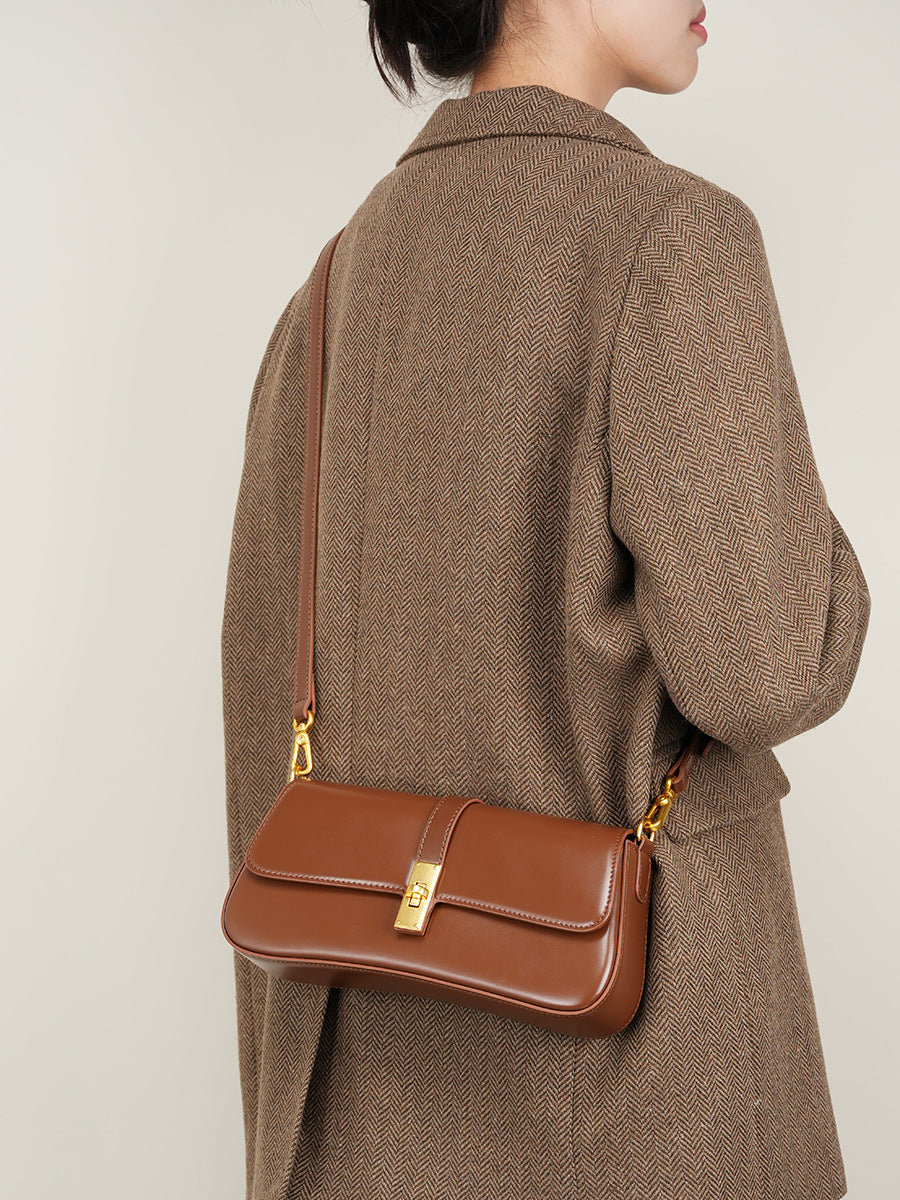 Korean Style Baguette Women's 100% Genuine Leather Single Shoulder or Crossbody Bag Ontario
