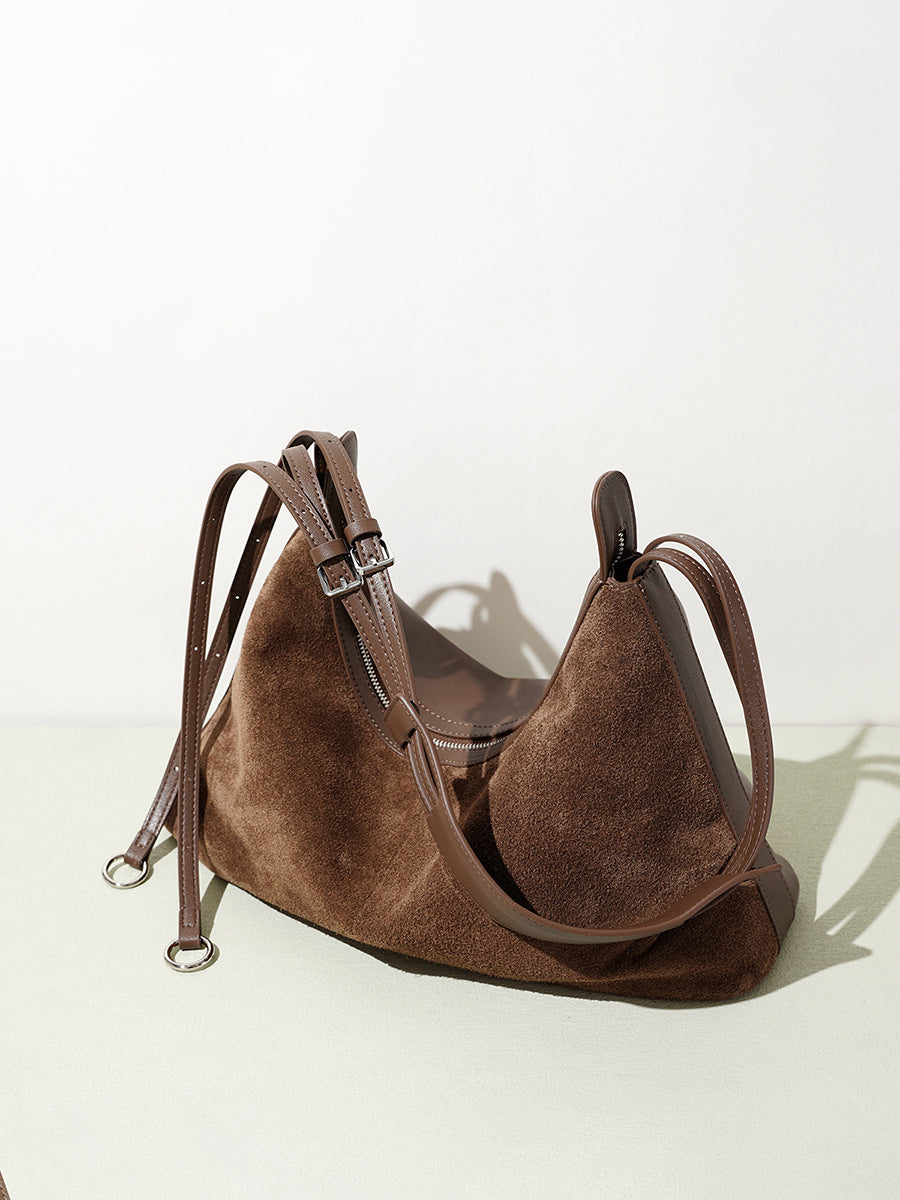 Women's Bag 100% Genuine Leather / Suede Long Handle Shoulder Underarm Pillow Bag Arles
