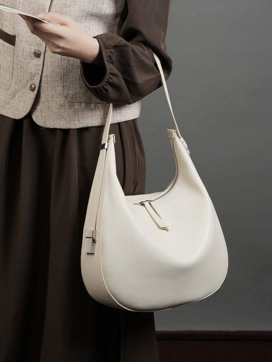High-End Designed Women's 100% Genuine Leather Single Shoulder and Crossbody Dumpling Bag Oxford