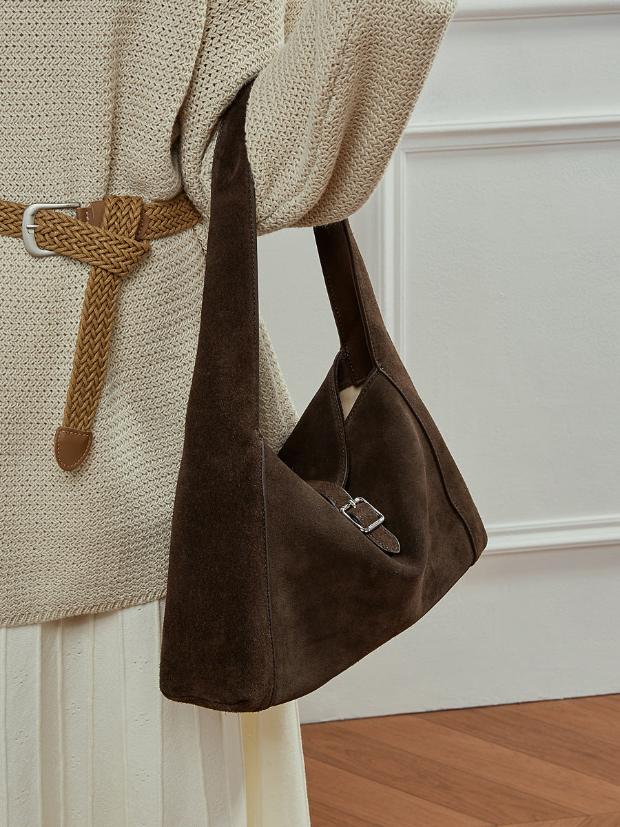 Women's Bag 100% Genuine Leather Suede Single Shoulder Bag Roche