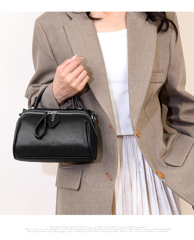 Leather Boston Pillow Elegant Shoulder Crossbody Handbag Texas