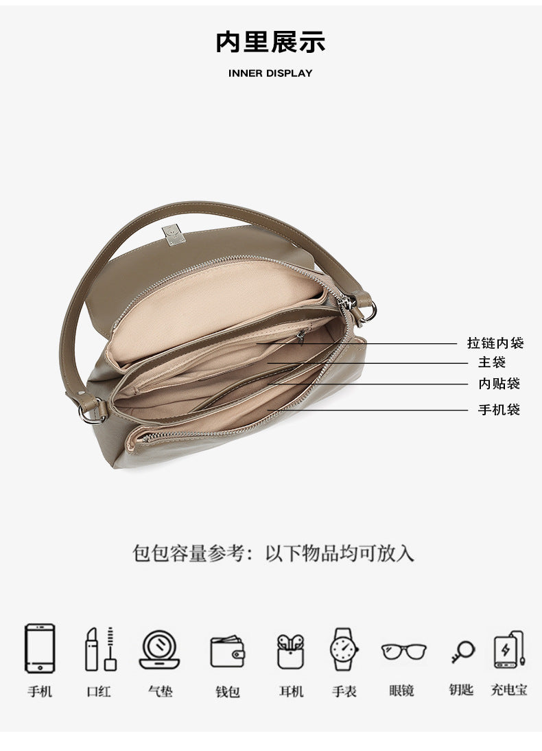 High-End Design Women's Bag 100% Genuine Leather Single Shoulder or Crossbody Bag North Dakota