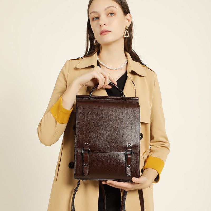 100% Genuine Leather simple and lightweight Women's backpack College