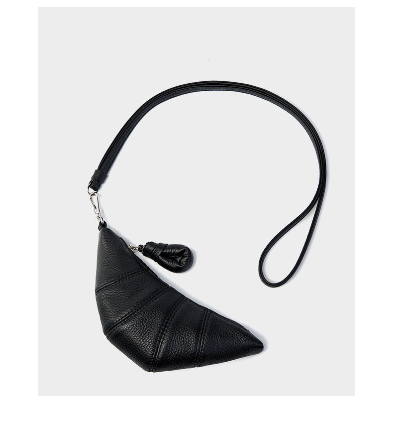 High-End Design Women's Mini Croissant Bag 100% Genuine Leather Neck or Crossbody Bag California