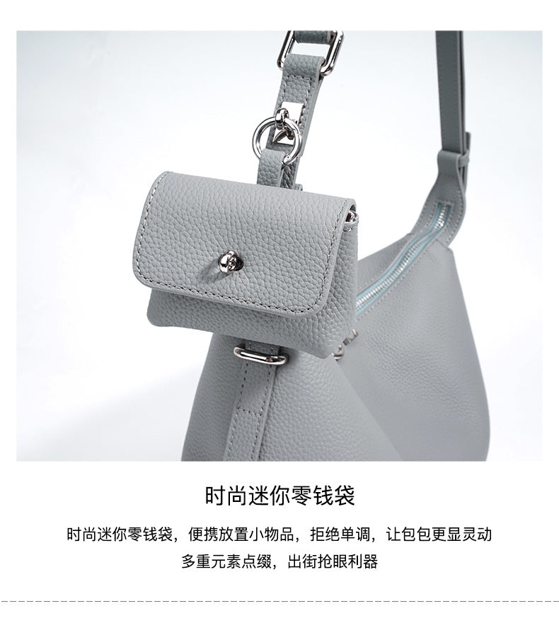 High-End Design Women's 100% Genuine Leather Single Shoulder Pillow Bag Palermo