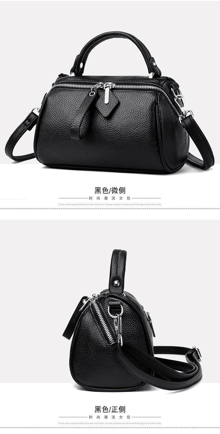 Leather Boston Pillow Elegant Shoulder Crossbody Handbag Texas