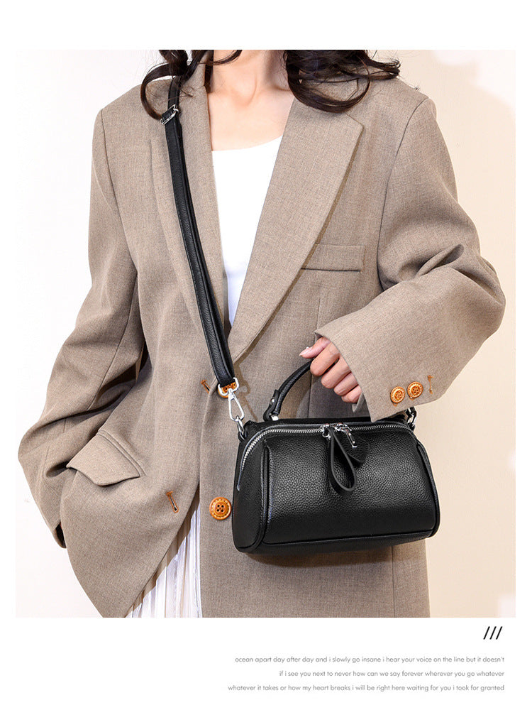 Leather Boston Pillow Elegant Shoulder Crossbody Handbag Texas