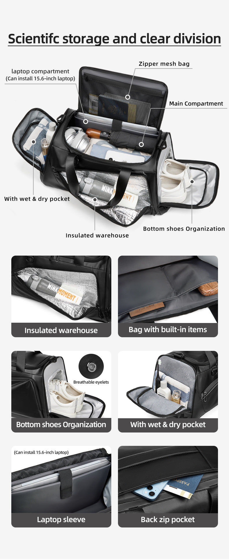 Men's Large Capacity Multifunctional Travel Crossbody Luggage Bag Matador