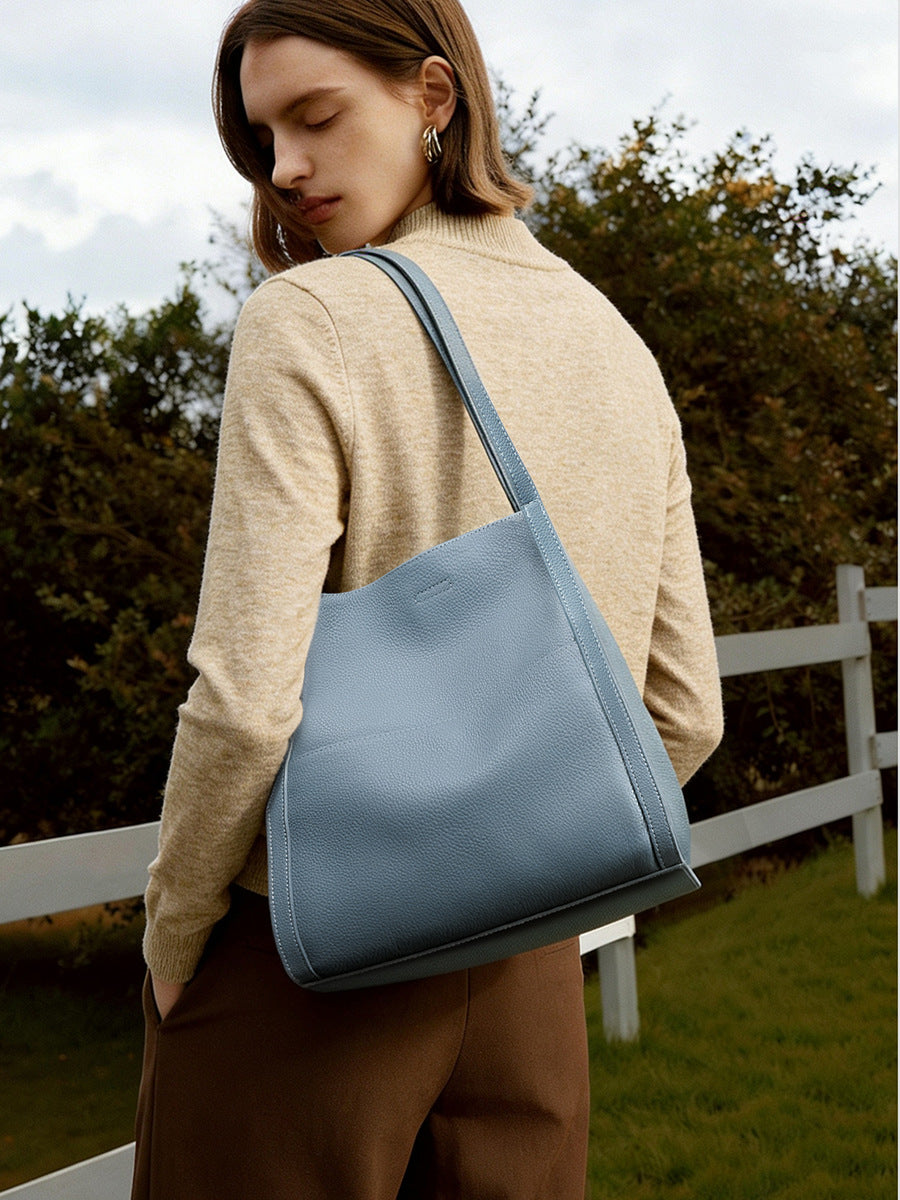 High-End Design Women's Bag 100% Genuine Leather Single Shoulder Tote Bag Ostia