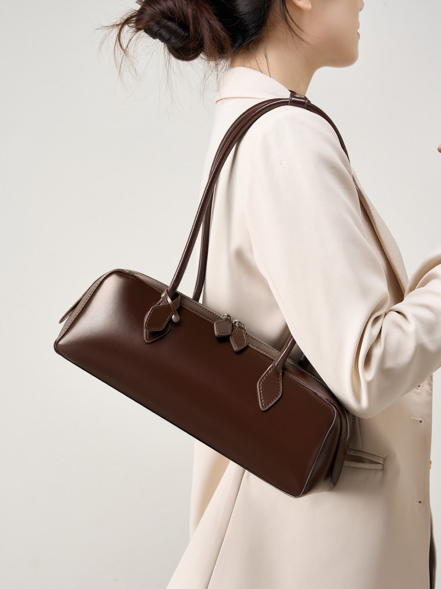Underarm Long Style Baguette Women's 100% Genuine Leather Single Shoulder Bag North Carolina