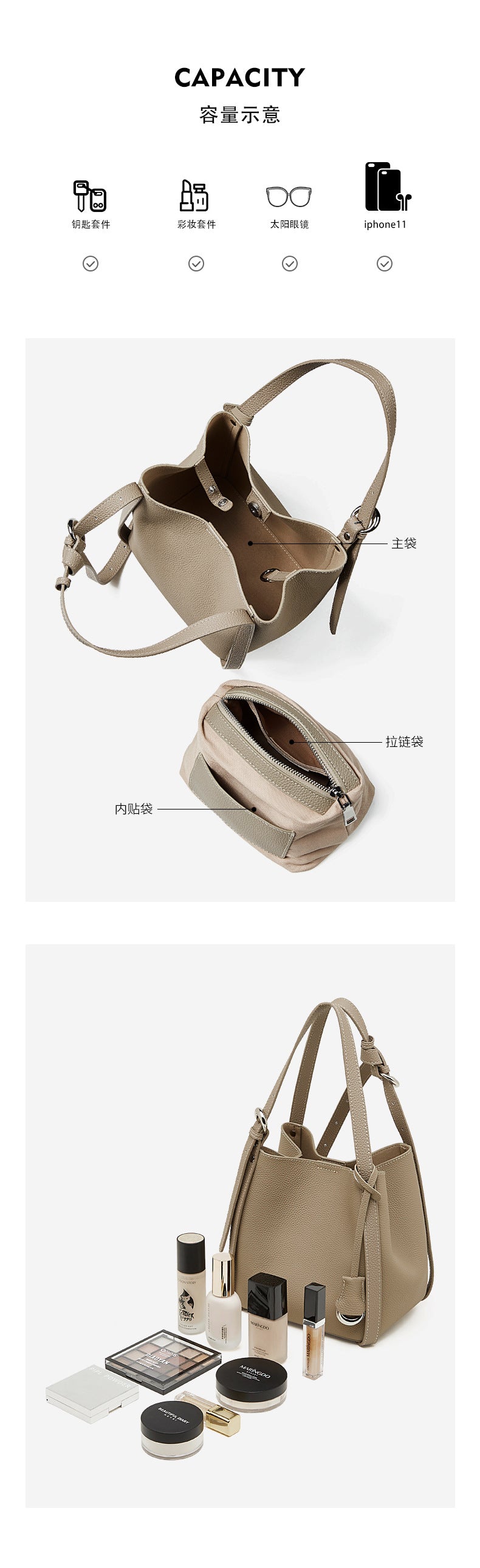 High-End Design Women's Bag 100% Genuine Leather Basket Bag Minnesota