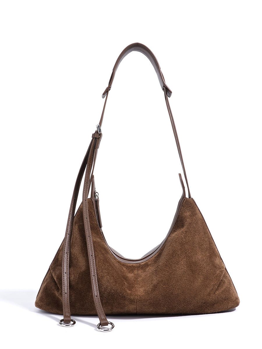 Women's Bag 100% Genuine Leather / Suede Long Handle Shoulder Underarm Pillow Bag Arles