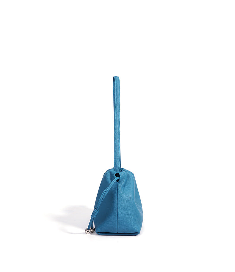 High-End Design Women's 100% Genuine Leather Single Shoulder Pleated Cloud Bag Roma