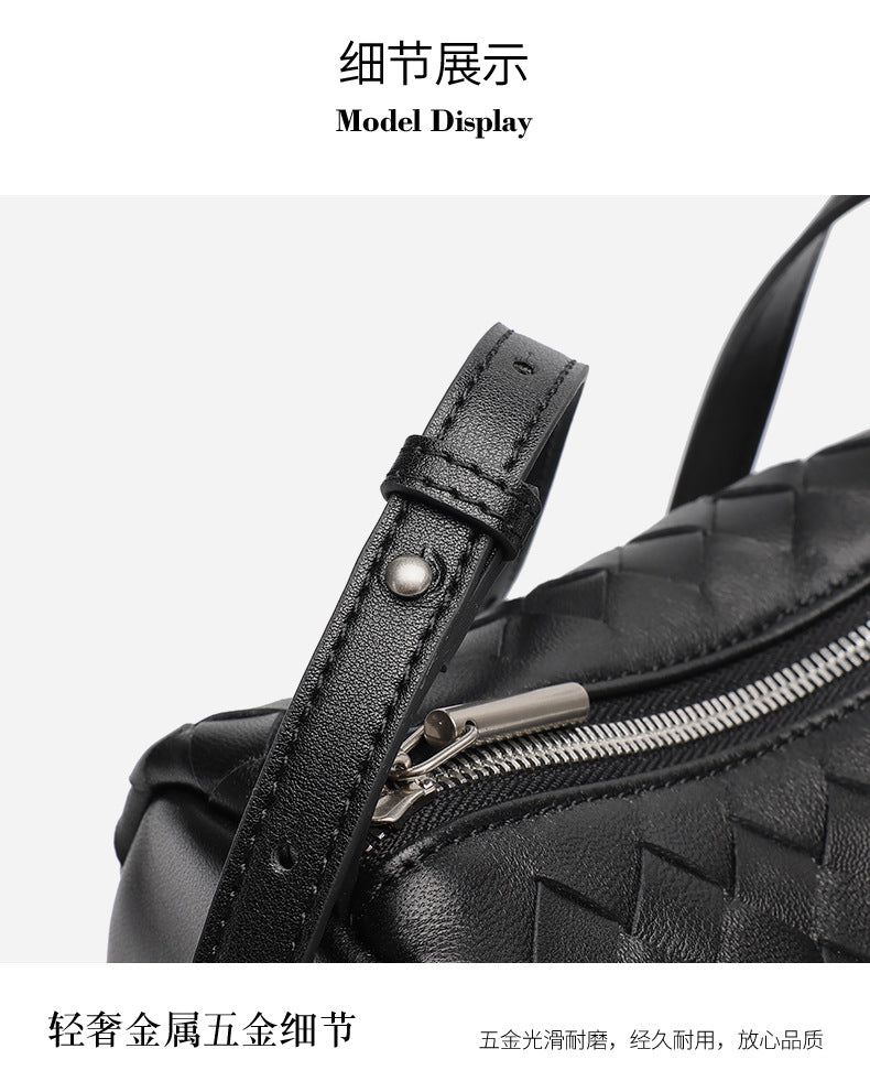 High-End Design Women's 100% Genuine Leather Single Shoulder or Crossbody Handmade Woven Bag Samoa