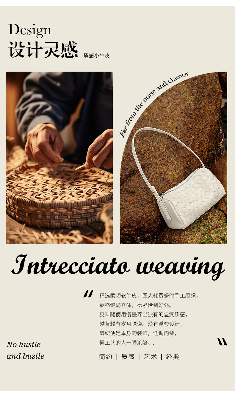 High-End Design Women's 100% Genuine Leather Single Shoulder or Crossbody Handmade Woven Bag Samoa