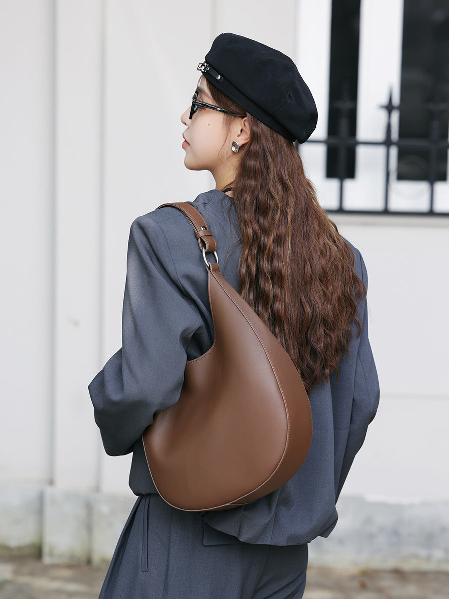 Designed Women's 100% Genuine Leather Single Shoulder and Crossbody Dumpling Bag Midway