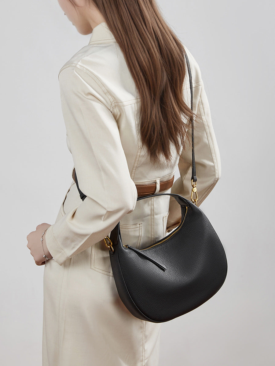 High-End Design Women's 100% Genuine Leather Single Shoulder Dumpling Bag Santa Ana