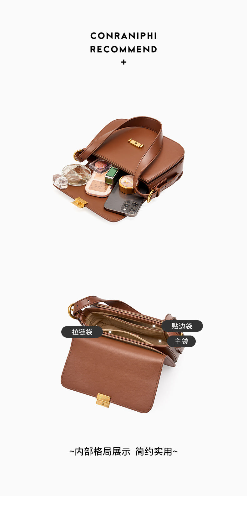 High-End Design Women's Bag 100% Genuine Leather Single Shoulder or Crossbody Bag Alberta