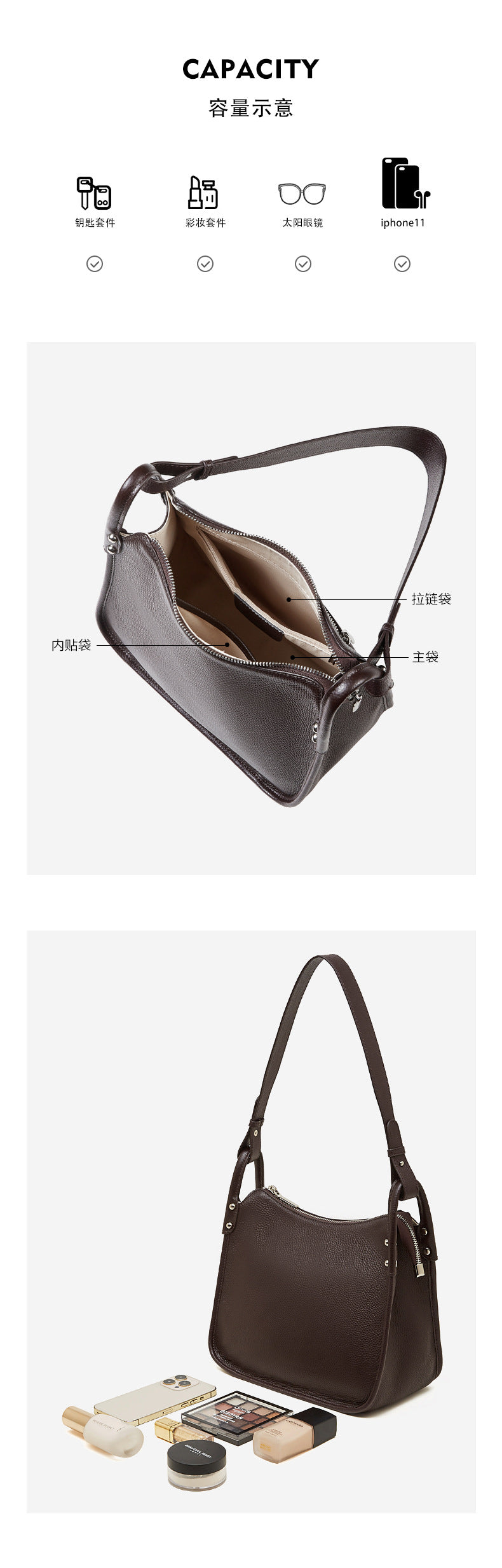 High-End Design Women's Bag 100% Genuine Leather Single Shoulder or Crossbody Tote Bag Kansas