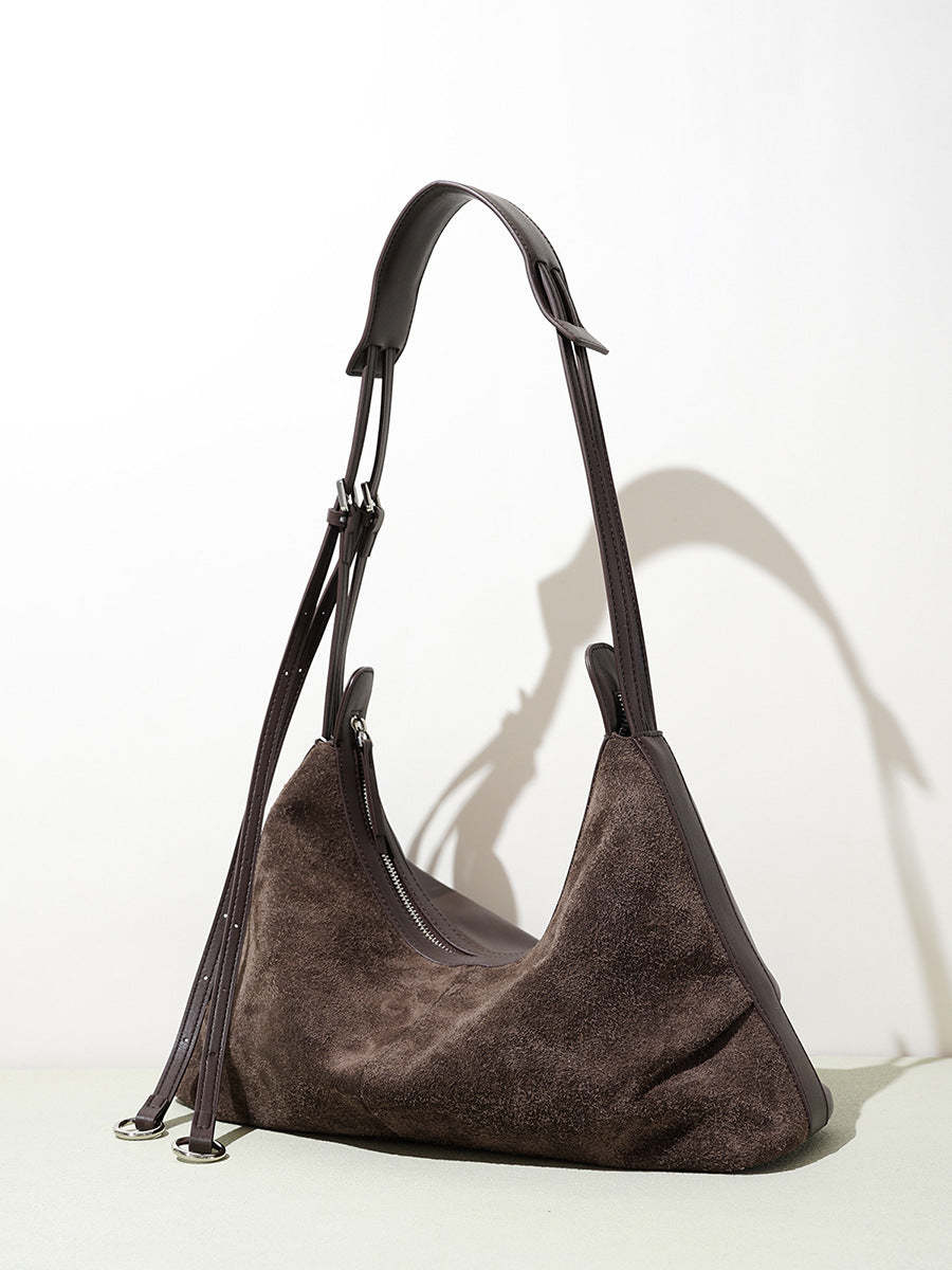 Women's Bag 100% Genuine Leather / Suede Long Handle Shoulder Underarm Pillow Bag Arles