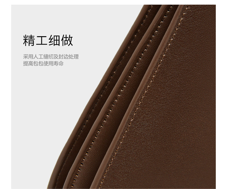 High-End Design Women's 100% Genuine Leather Small Single Shoulder Flat Bag Valencia