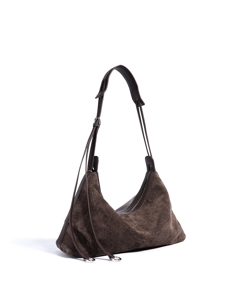 Women's Bag 100% Genuine Leather / Suede Long Handle Shoulder Underarm Pillow Bag Arles