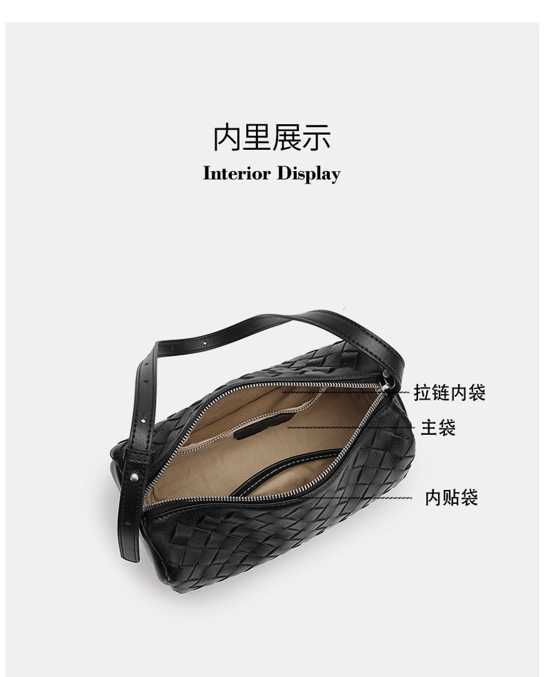 High-End Design Women's 100% Genuine Leather Single Shoulder or Crossbody Handmade Woven Bag Samoa