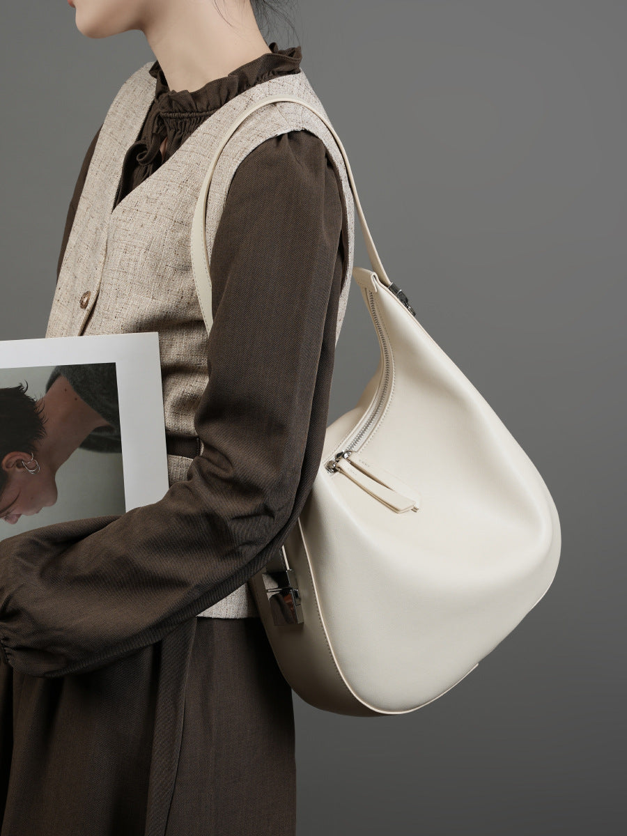 High-End Designed Women's 100% Genuine Leather Single Shoulder and Crossbody Dumpling Bag Oxford