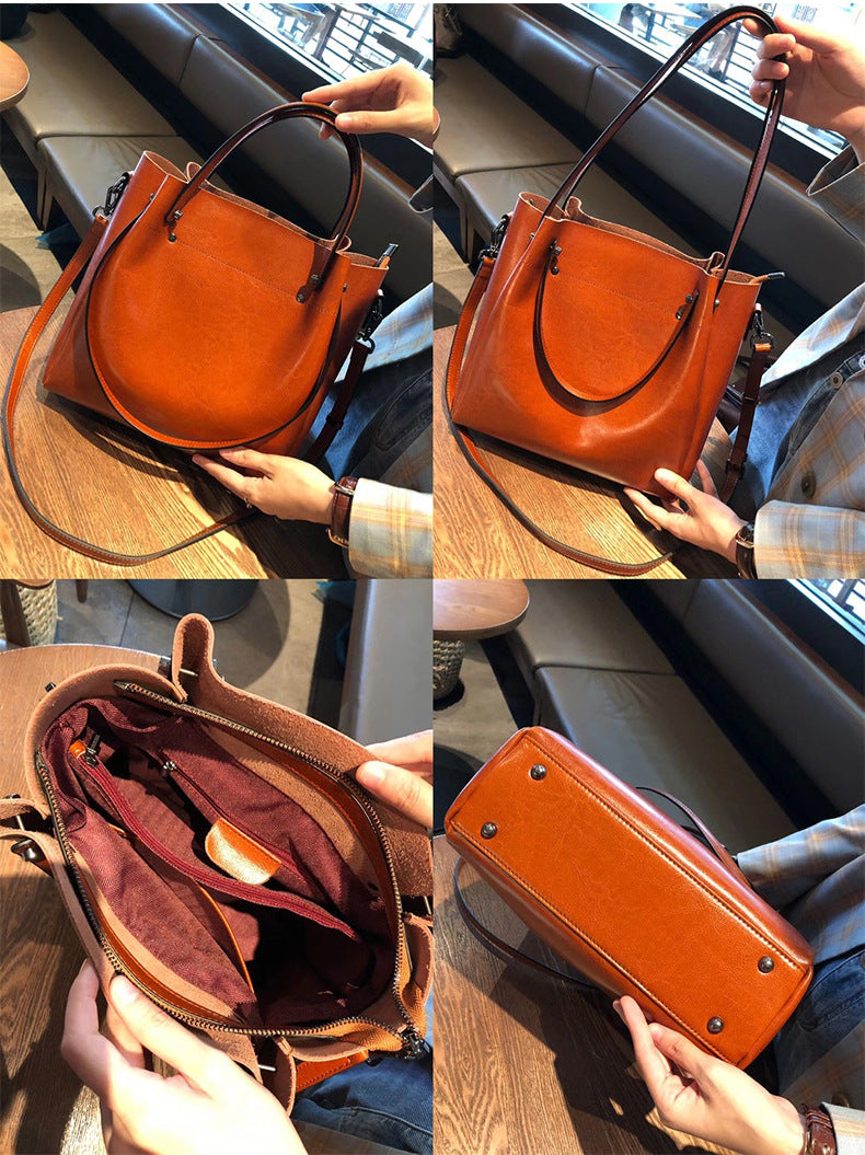 High-End Design Women's 100% Genuine Leather Tote Bag Faro