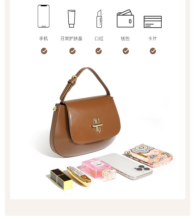 High-End Design Women's Bag 100% Genuine Leather Single Shoulder or Crossbody Capsule Bag Georgia