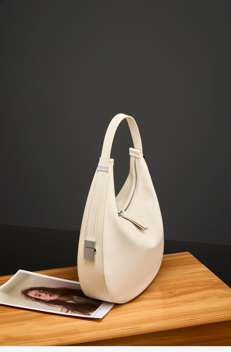 High-End Designed Women's 100% Genuine Leather Single Shoulder and Crossbody Dumpling Bag Oxford
