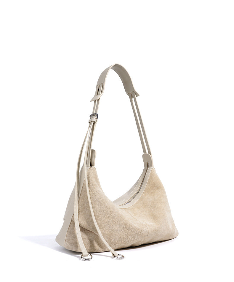 Women's Bag 100% Genuine Leather / Suede Long Handle Shoulder Underarm Pillow Bag Arles