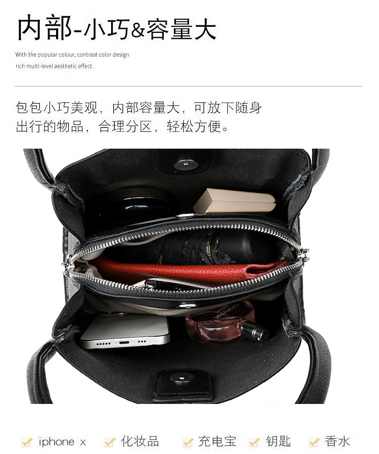 High-End Design Women's Bag 100% Genuine Leather Single Shoulder or Crossbody Bucket Bag Tennessee